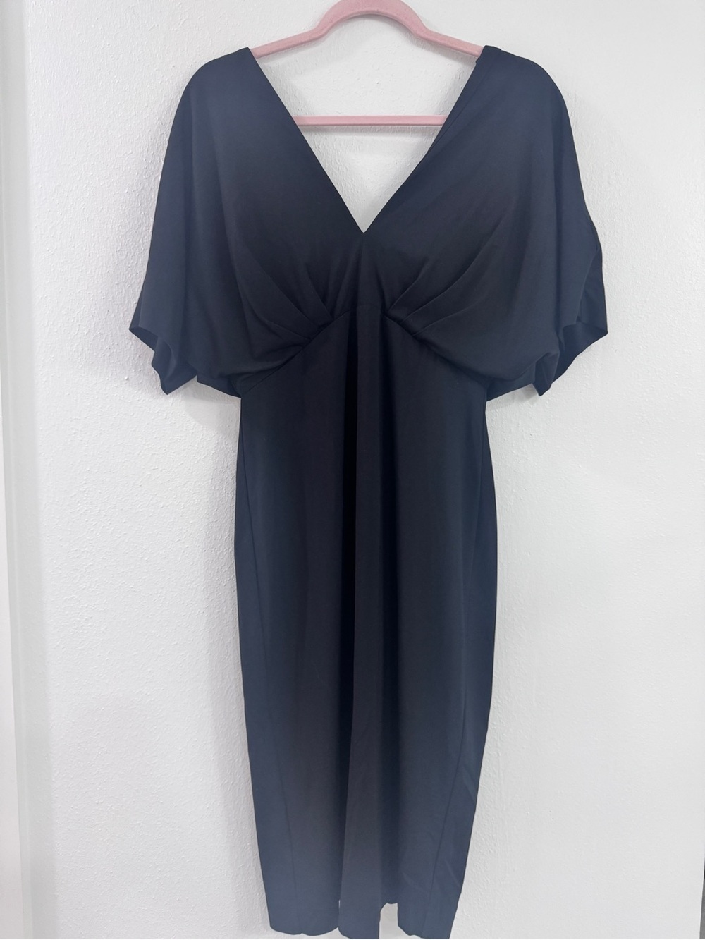 Banana Republic Women’s Size 8 Black Dress V-Neck Flutter Sleeve Midi Sheath BR